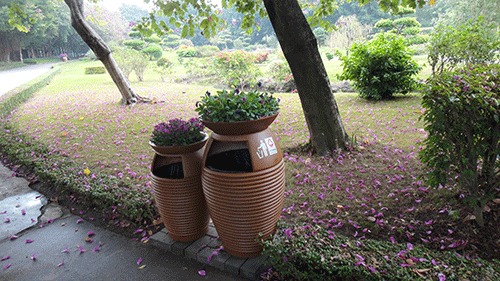  汕頭玻璃鋼花盆垃圾桶，點綴公園好環境。
